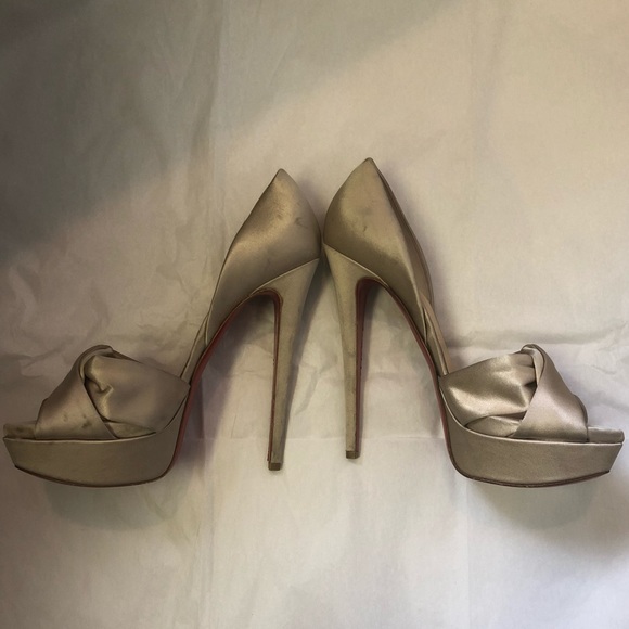 💯 Christian Louboutin Volpi 150 Satin Pearl - Picture 7 of 8